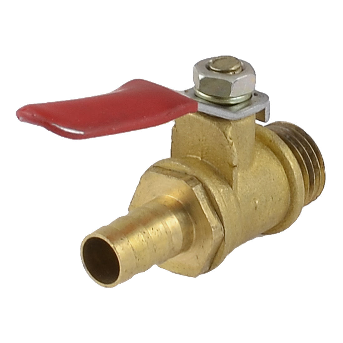 uxcell Uxcell 1/4" PT Male Thread to 8mm Hose Barb Red Lever Handle Brass Ball Valve
