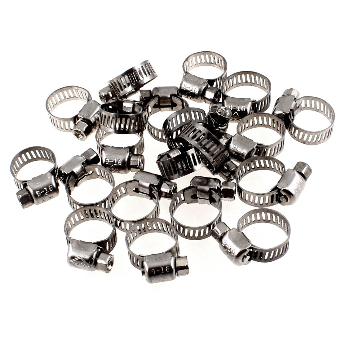 uxcell Uxcell Adjustable 9mm-16mm Metal  Gear Hose Clamps 20 Pcs