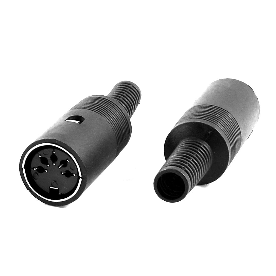uxcell Uxcell 6cm Long Black Plastic DIN 5 Pin Female In-Line Audio Socket 2 Pcs