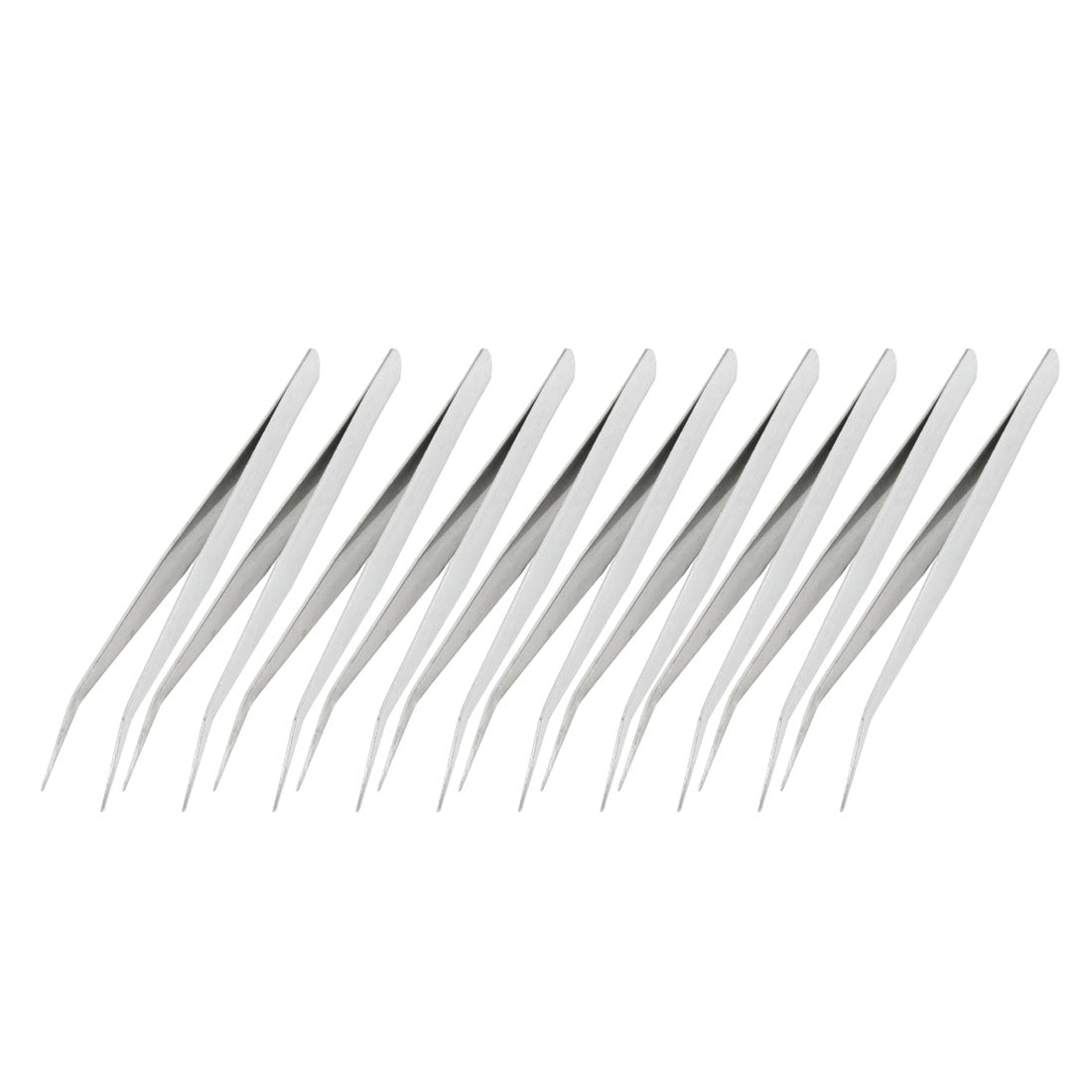 uxcell Uxcell 10 Pcs Silver Tone Stainless Steel Curved Tweezers 13.5cm Length
