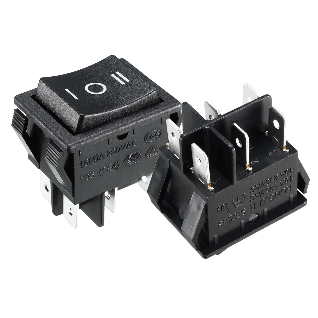 uxcell Uxcell 2Pcs 250V/16A 125V/16A AC ON/OFF/ON DPDT Snap in Boat Rocker Switch