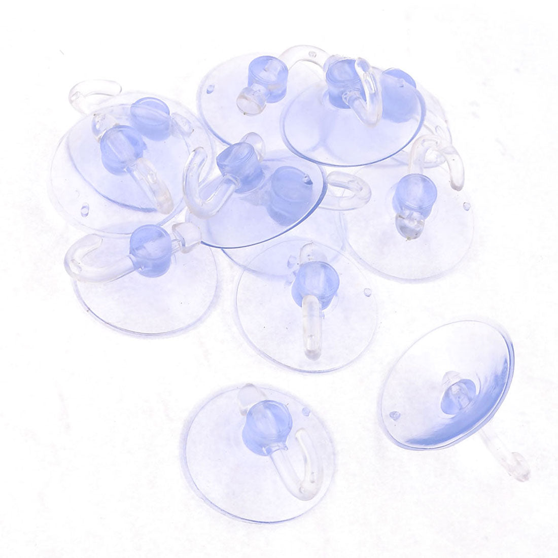 uxcell Uxcell 12 Pcs 40mm Home Bathoom PVC Clear Blue Plastic Suction Cup Hook