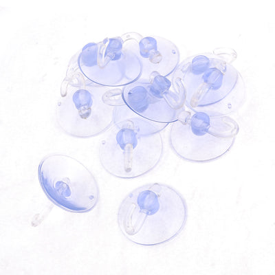 Harfington Uxcell 12 Pcs 40mm Home Bathoom PVC Clear Blue Plastic Suction Cup Hook