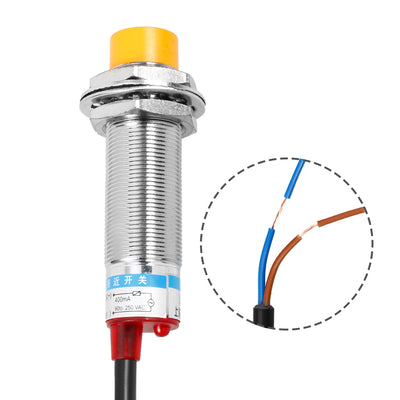 Harfington Uxcell LJ18A3-8-J/DZ AC90-250V 400mA 2 Wire NC 8mm Approach Sensor Inductive Proximity Switch with Yellow Button