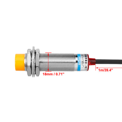 Harfington Uxcell LJ18A3-8-J/DZ AC90-250V 400mA 2 Wire NC 8mm Approach Sensor Inductive Proximity Switch with Yellow Button
