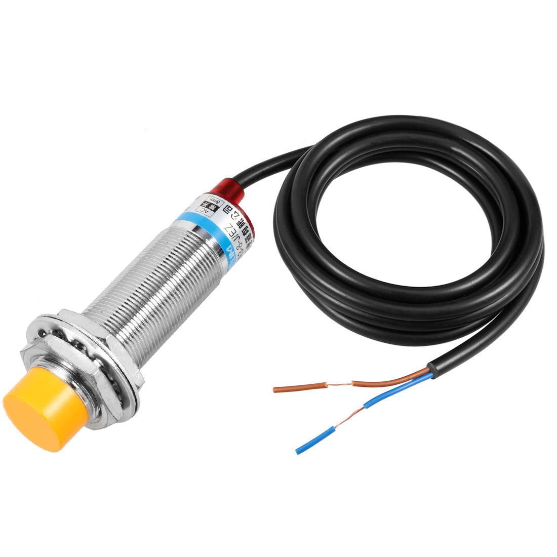 uxcell Uxcell LJ18A3-8-J/DZ AC90-250V 400mA 2 Wire NC 8mm Approach Sensor Inductive Proximity Switch with Yellow Button