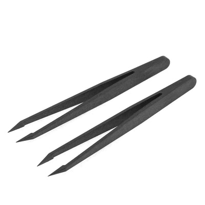 Harfington Uxcell Pair Anti Static Pointed Tip Black Wooden Tweezers Nipper 12cm