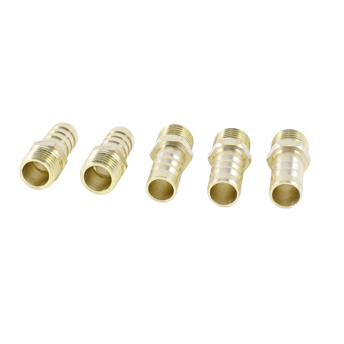 uxcell Uxcell 5 Pcs Brass 10mm Air Gas Pipe Hose Barb 1/4"PT Male Thread Connector Fittings