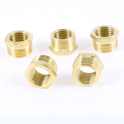 Harfington 5 Pcs Brass 1/2"PT x 3/8"PT Male to Female Thread Hose Pipe Couplers Fittings