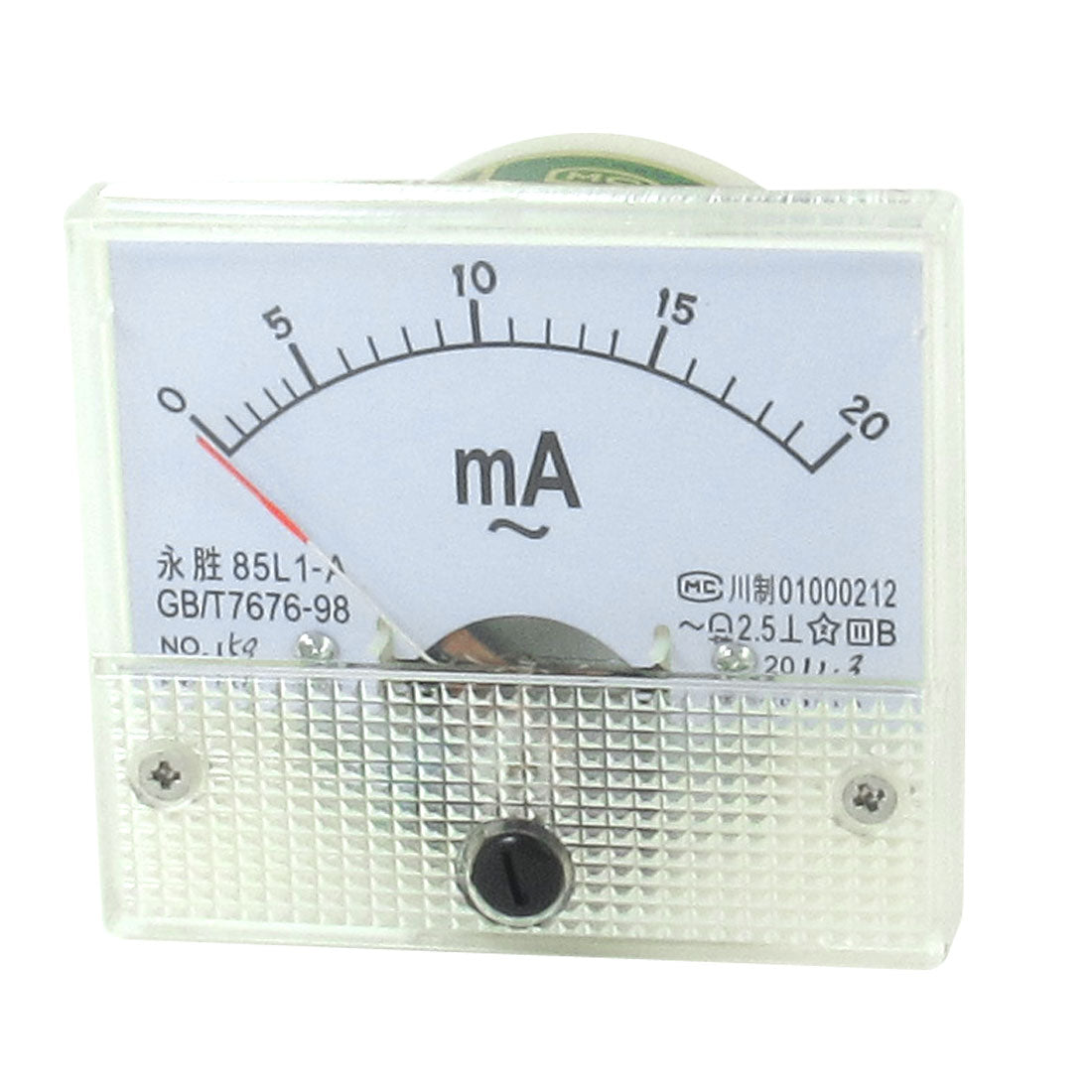 Harfington Class 2.5 85L1-A AC 0-20mA Rectangle Analog Ampere Meter Ammeter