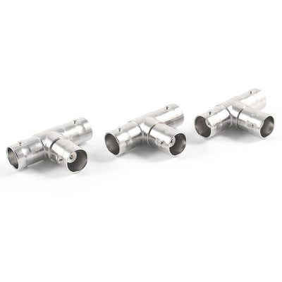 Harfington Uxcell 3 Pcs BNC 3 Way Female to Female T Adapter RF Coaxial Connectors Galvanized