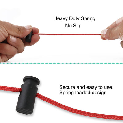 Harfington Uxcell Black Plastic Toggles Spring Stop Drawstring Rope Cord Locks 10 Pcs