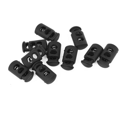 Harfington Uxcell 6mm Diameter Double Hole Spring Loaded Plastic Cord Locks Clamps 10 Pieces