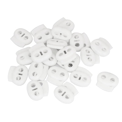 Harfington Uxcell 20 Pcs Dual Hole Cord Lock White for Clothing Backpack Rope Shoelaces