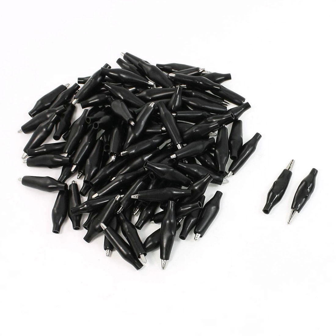 uxcell Uxcell 100 Pcs 35mm Alligator Clip Battery Clamp Terst Probe Black