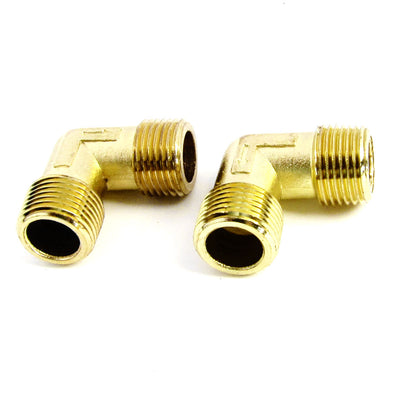 Harfington Uxcell Brass 16mm to 16mm Water Fuel Pipe Equal Male Elbow Nipple Connector Gold Tone