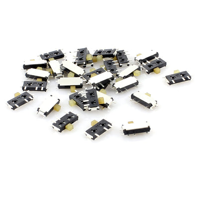 Harfington Uxcell 30 Pcs 2 Position 7 Pins 1P2T SPDT Horizontal Mini Surface Mounted Devices SMT Slide Switch