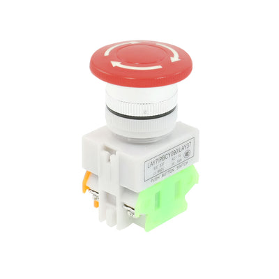 Harfington Uxcell AC 660V 10A 40mm Dia Red Sign Emergency Stop Switch Push Button DPST