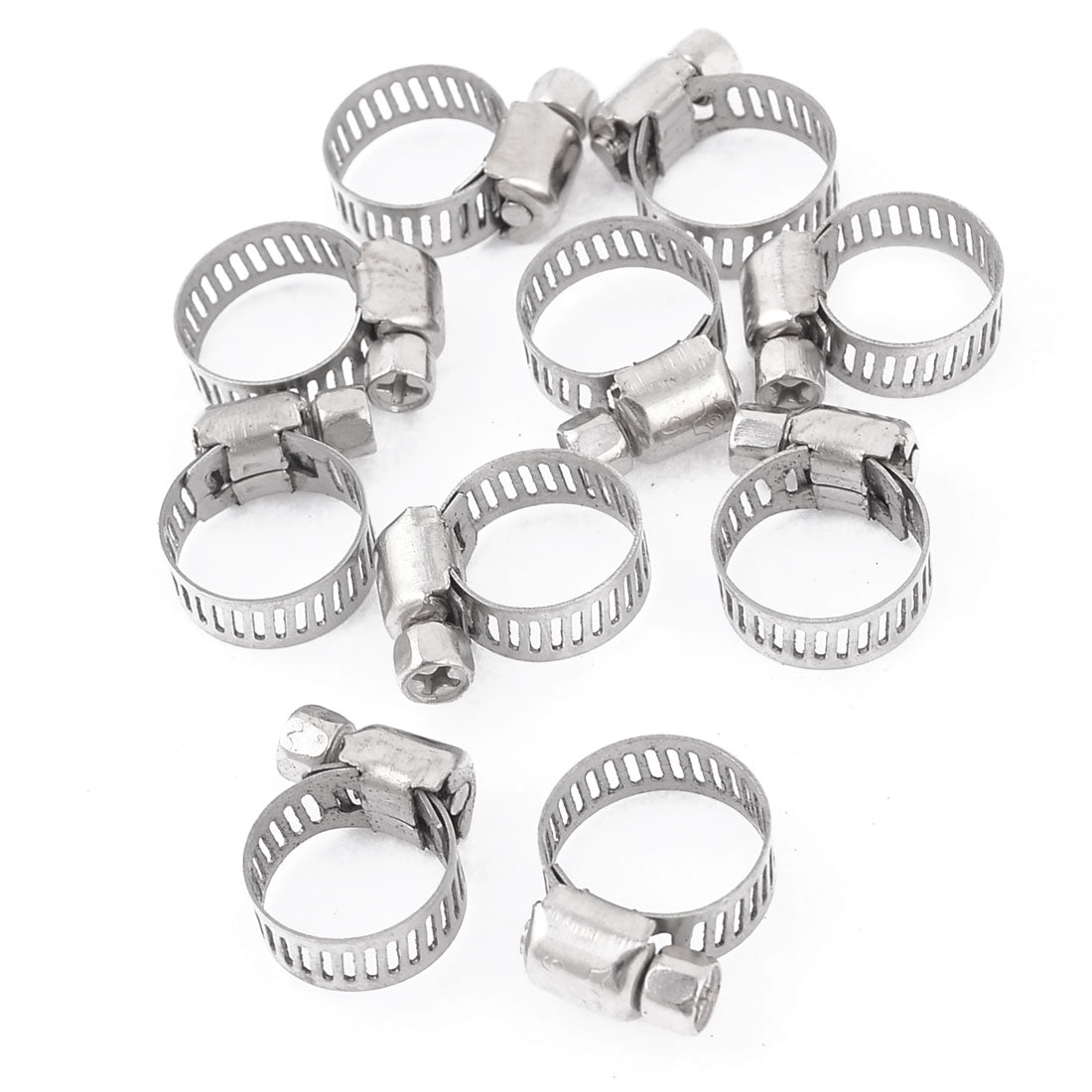 uxcell Uxcell 10 Pcs Stainless Steel 9mm to 16mm Hose Pipe Clamps Clips Fastener