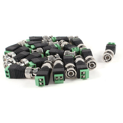 Harfington Uxcell 20 Pcs Screw Terminal Coaxial Cat5 to BNC Male Video Balun Adapter Connectors
