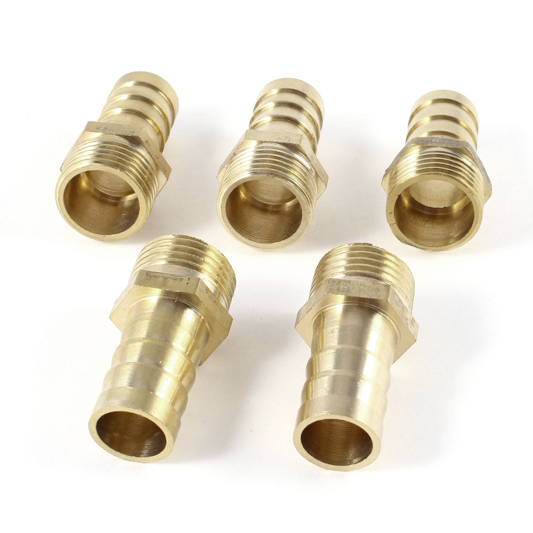 Harfington 5 Pcs 1/2"PT Male Thread to 16mm Hose Barb Brass Straight Adapter Fitting