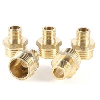 Harfington Uxcell 5 Pcs 1/2"PT to 1/4"PT Male Thread Brass Straight Pipe Coupling Fitting