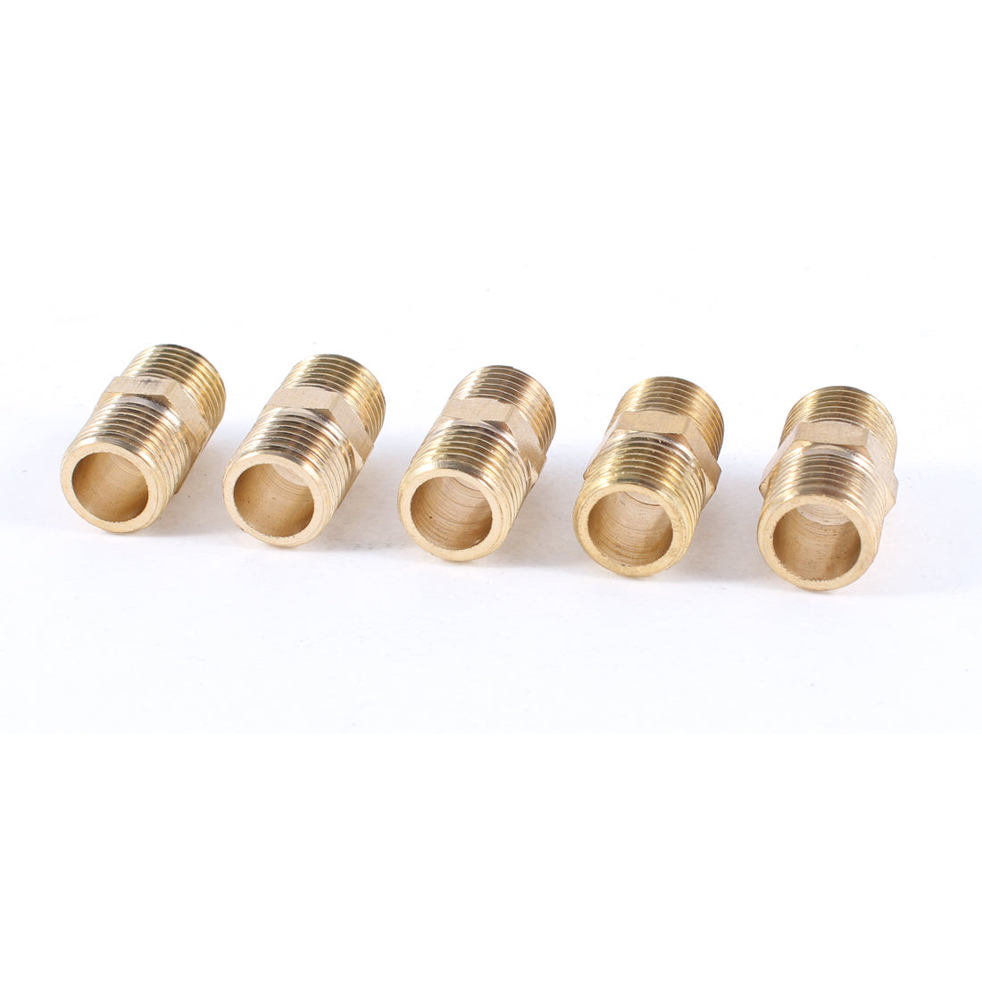 uxcell Uxcell 5 Pcs 1/4"PT to 1/4"PT Male Thread Brass Straight Pipe Connector Fitting