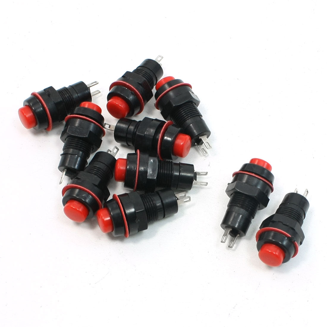 uxcell Uxcell 10 Pcs AC 250V 1A 125V 3A 2 Terminal  Round Momentary Push Button Switch Red