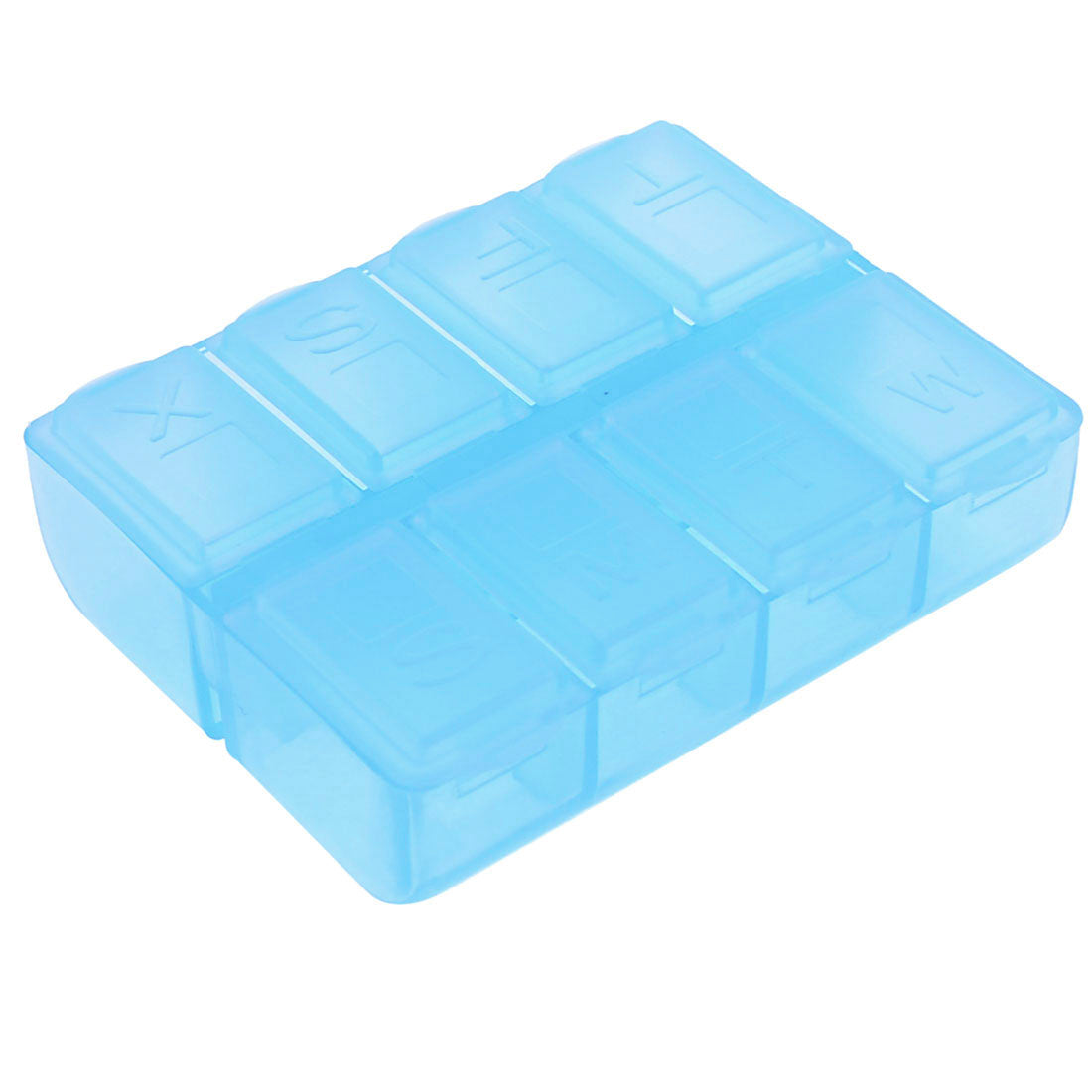 uxcell Uxcell Travel Plastic 8 Compartments Gadget Pill Organizer Box Blue 7.3cm x 5.8cm x 2cm