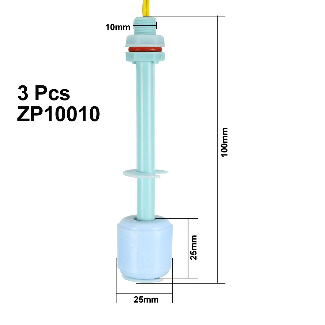 uxcell Uxcell 3Pcs ZP10010 100mm Length Water Level Sensor PP Floating Switch Light Blue