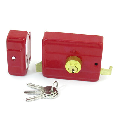 Harfington Uxcell Home Red Metal House Safety Gate Door Double Latchbolt Lock Keys Set