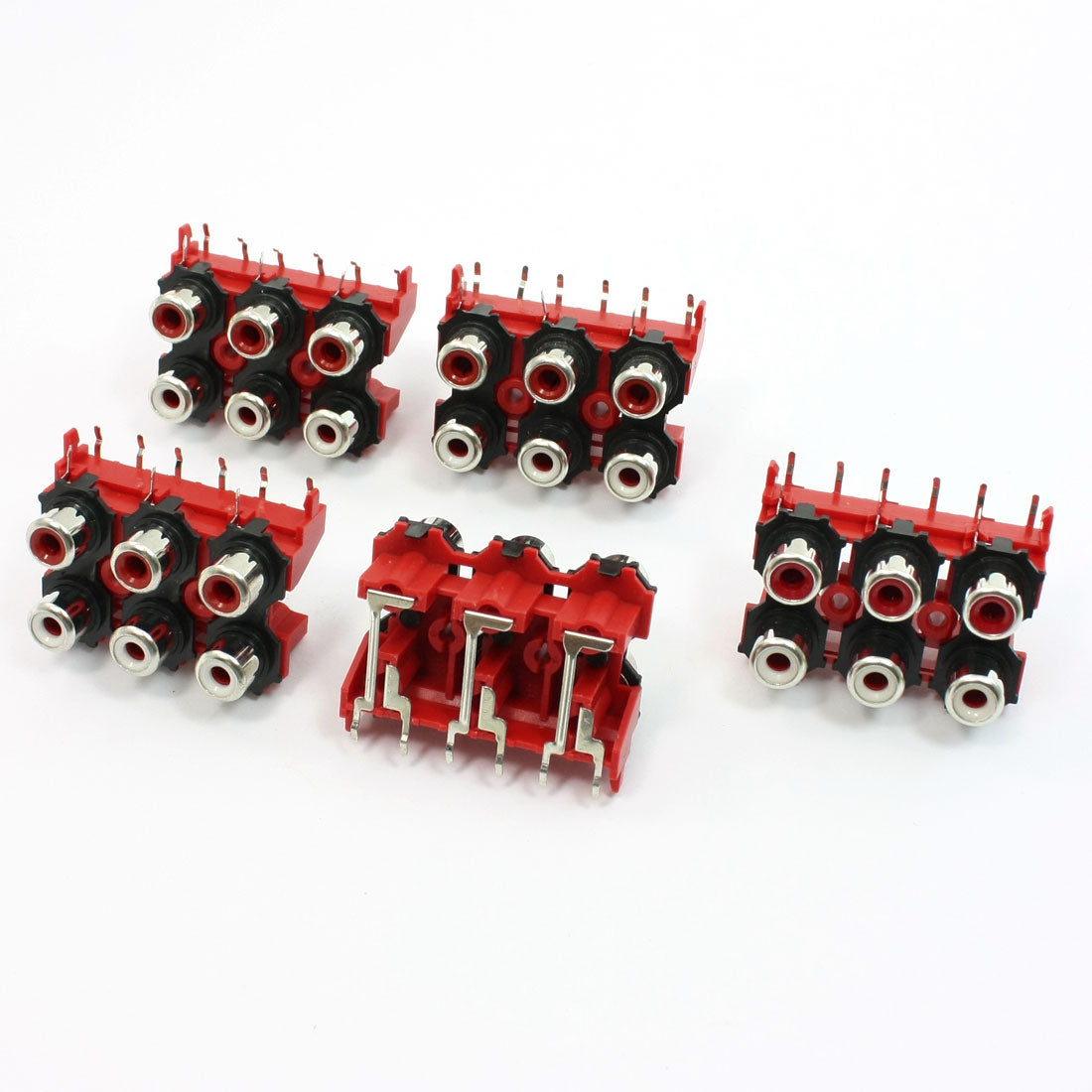 uxcell Uxcell 5 Pcs 6 RCA PCB Mount Female Outlet Jack Connector RCA Socket Black Red