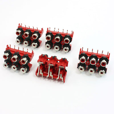 Harfington Uxcell 5 Pcs 6 RCA PCB Mount Female Outlet Jack Connector RCA Socket Black Red