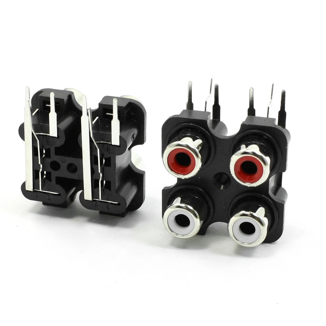 uxcell Uxcell PCB Mount AV Concentric Outlet 4 RCA Female Socket Black Board 2pcs