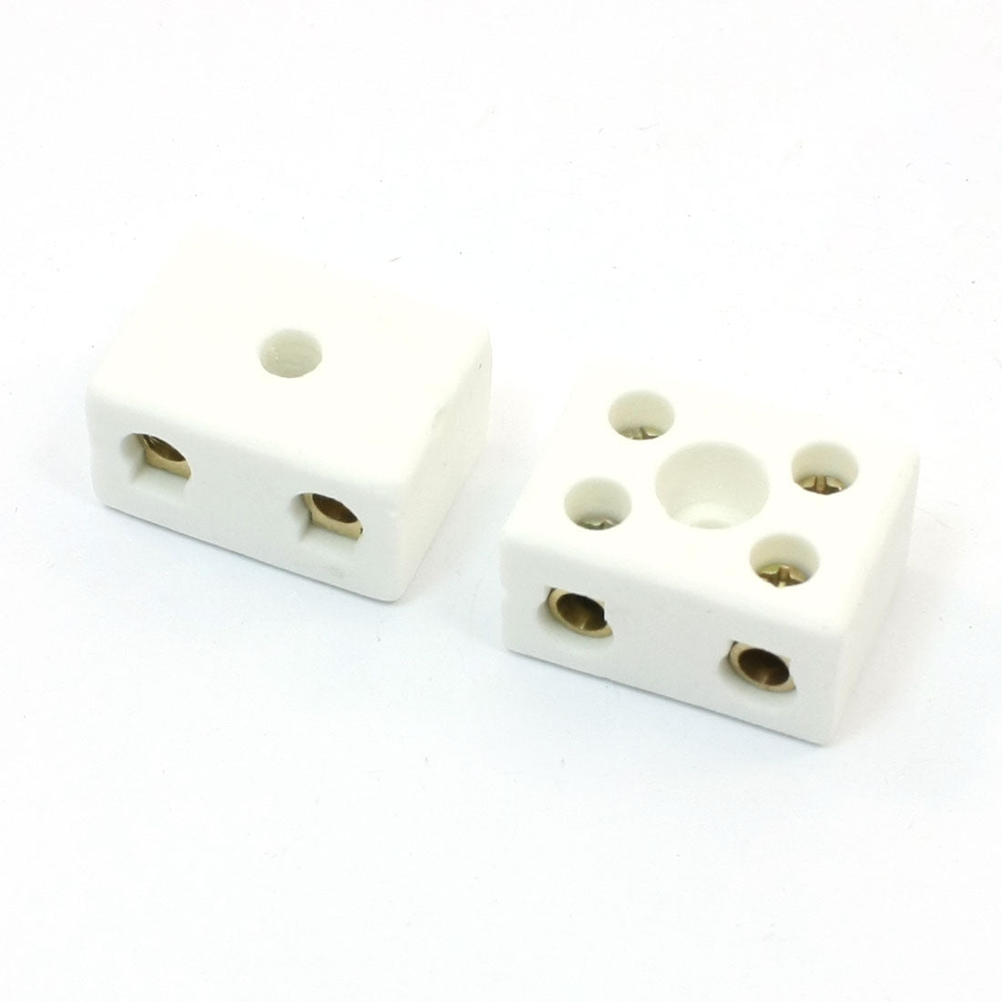 uxcell Uxcell 15A 2W5H Double Way 5 Hole High Frequency Porcelain Terminal Block 2 PCS