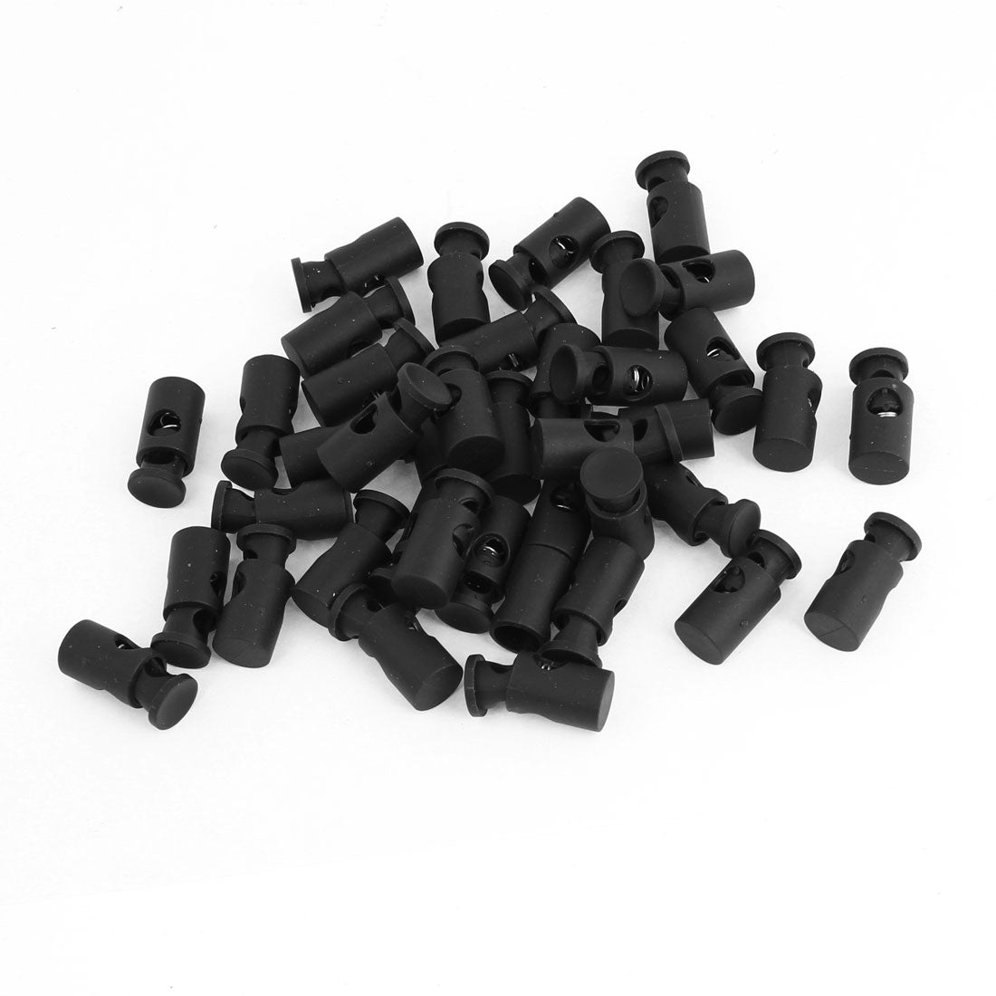 uxcell Uxcell 40pcs Black 5.5mm Dia Hole Backpack Lanyard Plastic Box Cord Locks Ends