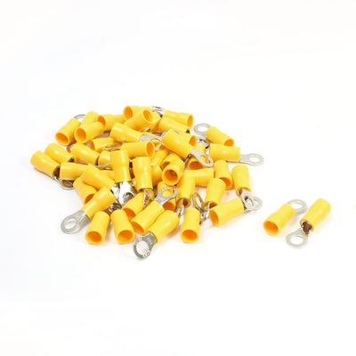 Harfington Uxcell 50Pcs RV5.5-5 Ring Tongue Type Pre Insulated Terminals Yellow for AWG 12-10