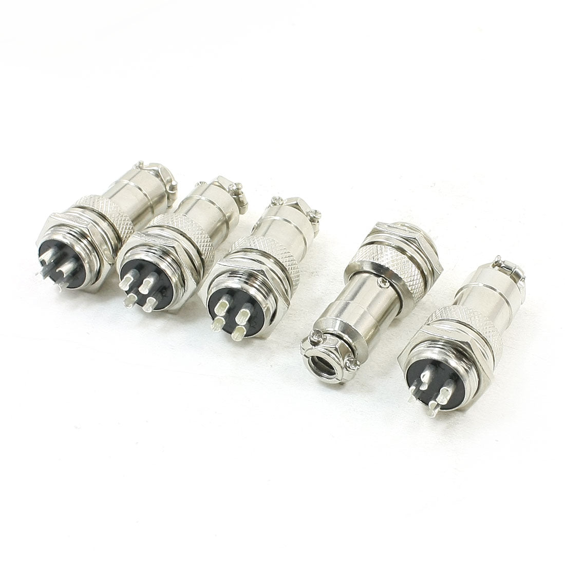 uxcell Uxcell 5Pcs AC400V 5A 4 Pins 16mm Thread Aviation Circular Male Connector