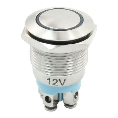 Harfington Uxcell DC 12V Blue LED Light 19mm Dia Stainless Steel Momentary Push Button Switch NO