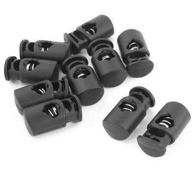 Harfington Uxcell 10 Pcs Black 5.5mm Dia Hole Spring Loaded Rope Cord Locks Ends Stoppers