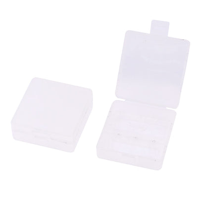 Harfington Uxcell 2 Pcs Rectangle Clear White Plastic Battery Case Box for 9V Type Batteries