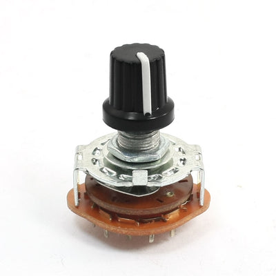 Harfington Uxcell 6mm Dia Shaft 2 Pole 6 Position Band Channel Selector Rotary Switch w Black Cap