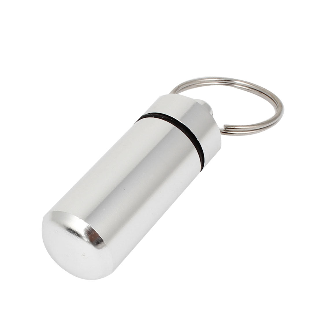 uxcell Uxcell Travel Silver Tone Aluminum Alloy Pill Box Case with Keyring