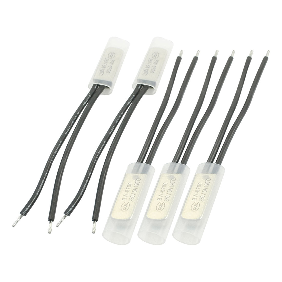 uxcell Uxcell 5Pcs 120C 250V 5A NC Dual Cable Circuit Cut Off Temperature Thermal Fuses