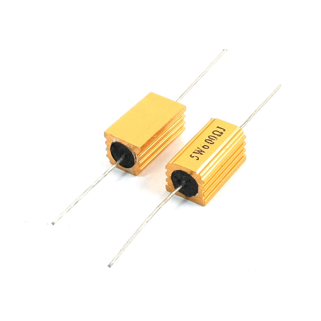 uxcell Uxcell 2 Pcs Gold Tone Axial Lead Aluminium Clad Resistor 5Watt 600 Ohm