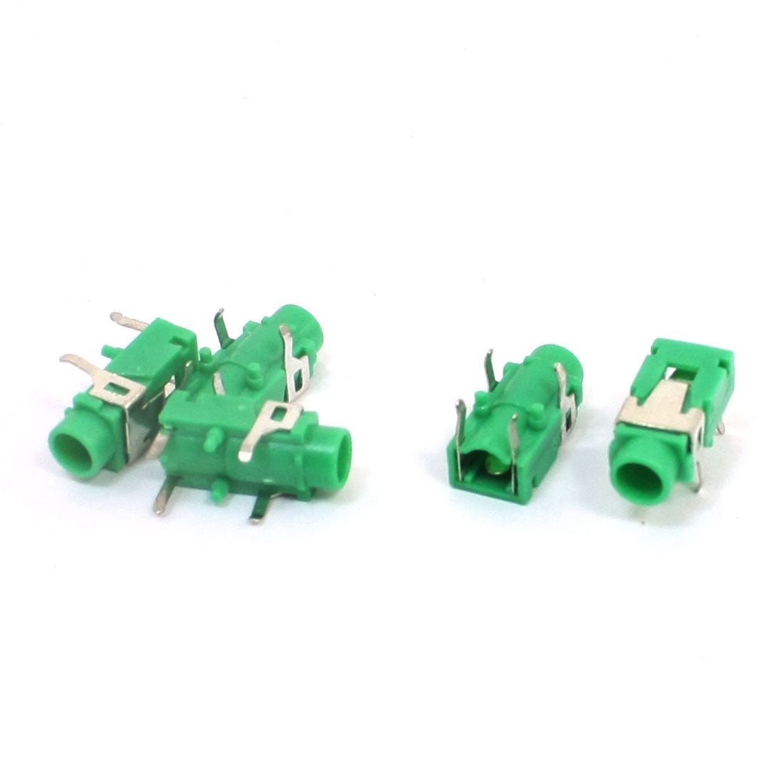 uxcell Uxcell DIP PCB Mount 4 Pins Female 3.5mm Stereo Audio Jack Socket Green 5 Pcs