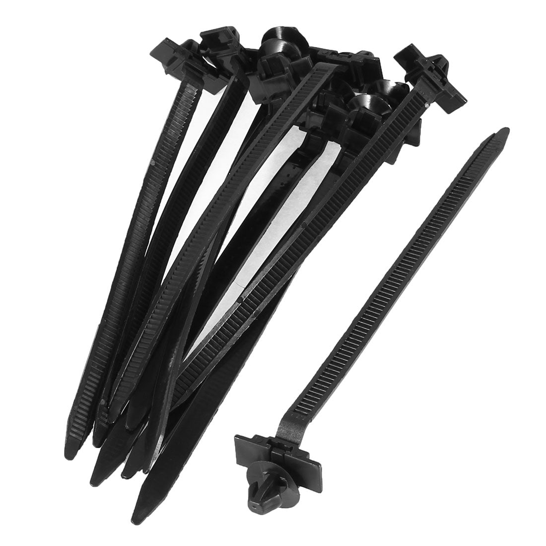 uxcell Uxcell 158mm Length Black Nylon Fixing Tape Clip Push Cable Tie Cord 10 Pcs