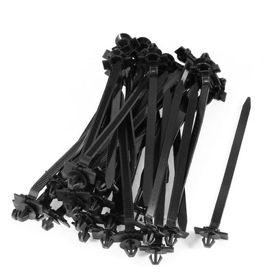 Harfington Uxcell 159mm x 7mm Black Nylon Rectangle Base Push Mount Cable Zip Tie 40 Pcs