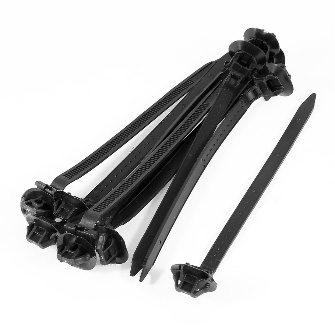 uxcell Uxcell 7mm Width Black Nylon Teeth Push Mount Cable Tie Cord Auto Parts Fastener 10 Pcs
