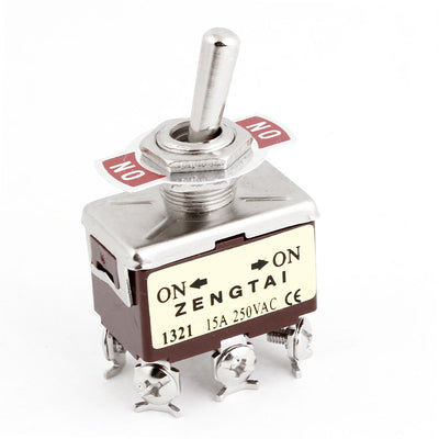 Harfington Uxcell DPDT ON/ON 2 Way 6 Screw Terminals Toggle Switch 15A AC 250V Self-Locking